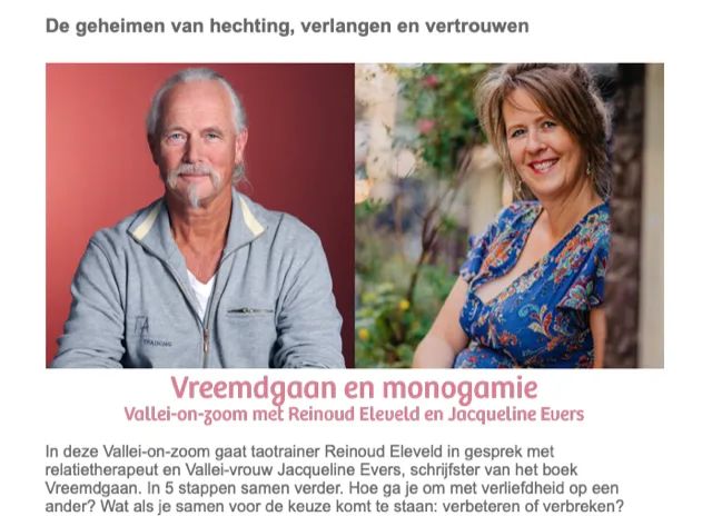 Webinar at Vallei on Zoom about infidelity and sexuality