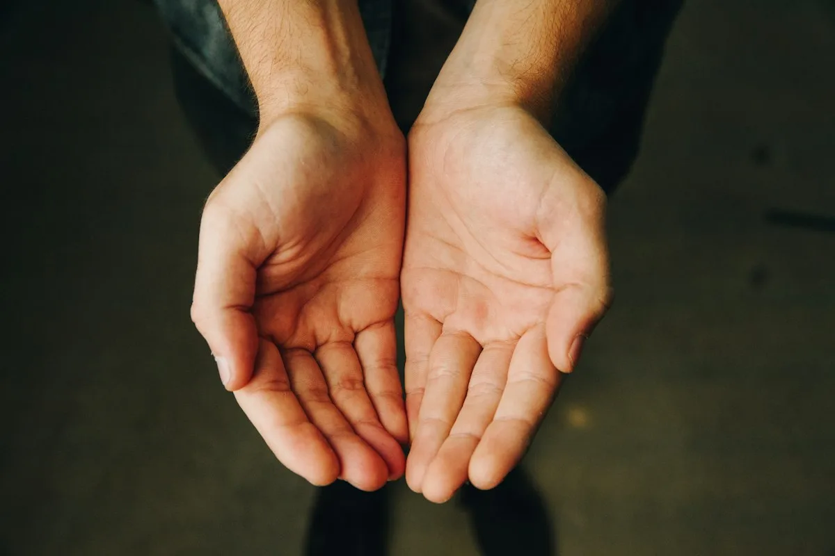Two open hands, held out toward each other.
